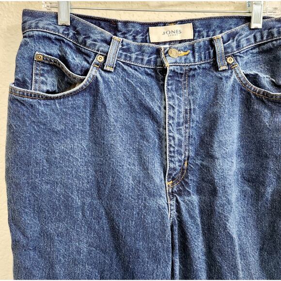 Jones Sport Blue Denim Boyfriend Jeans 16 Straight Leg Lightweight Flat Front - Picture 2 of 5